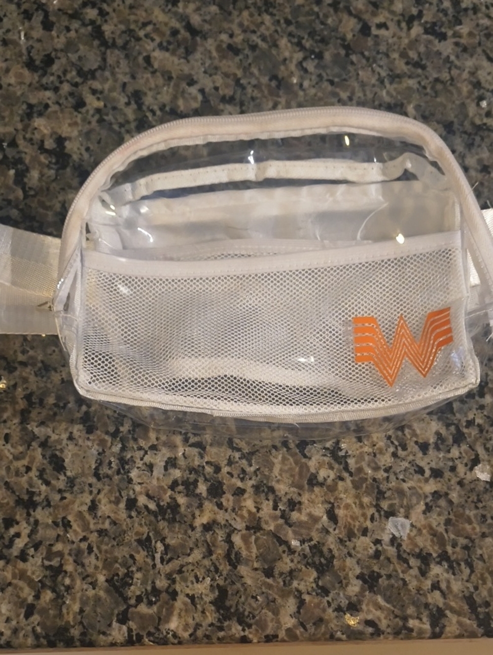 Clear White Mini Crossbody Bag with Orange Accent